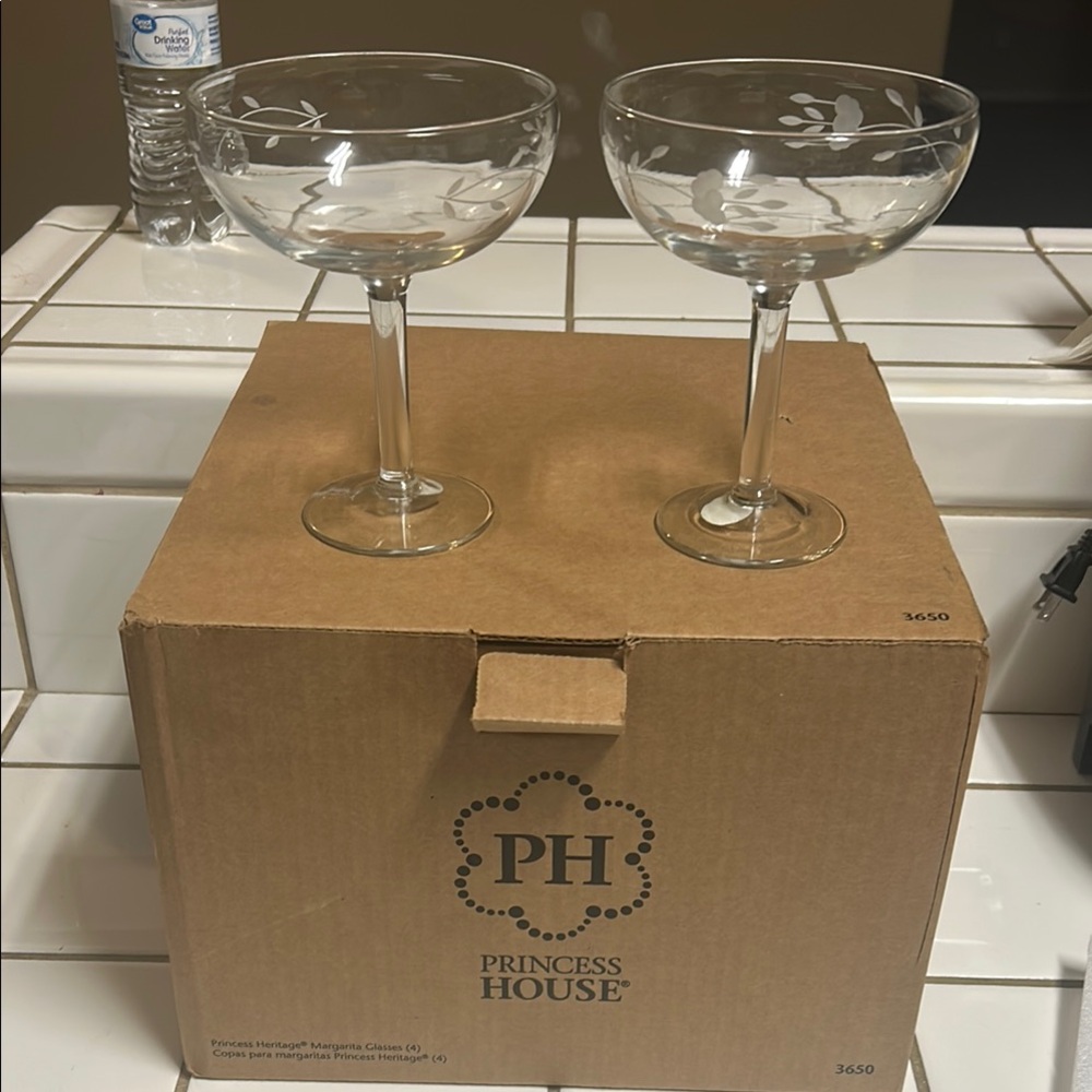 Princess House Gray Champagne Coupes Drinkware